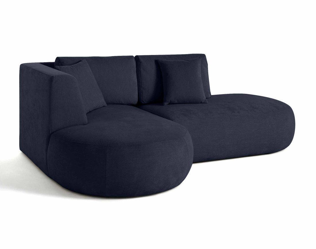 Canapé modulable d'angle gauche 4 places avec pouf en tissu texturé Santorini