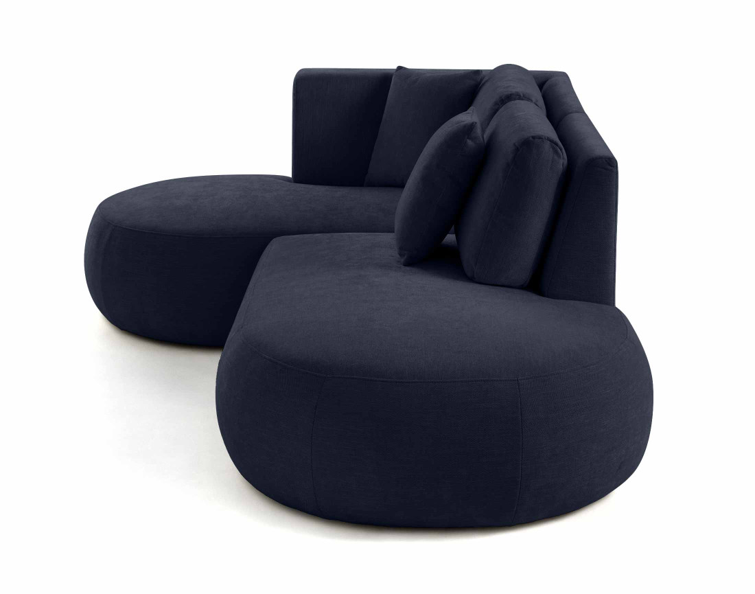 Canapé modulable d'angle gauche 4 places avec pouf en tissu texturé Santorini