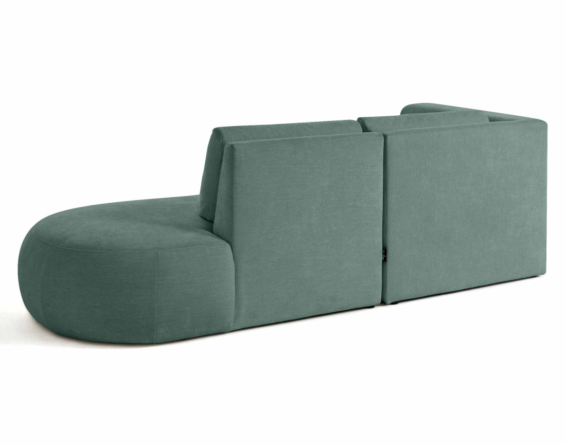 Canapé modulable d'angle gauche 4 places avec pouf en tissu texturé Santorini