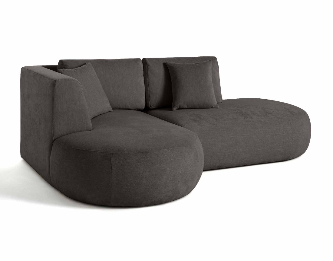 Canapé modulable d'angle gauche 4 places avec pouf en tissu texturé Santorini Canapé modulable d'angle gauche 4 places avec pouf en tissu texturé Santorini