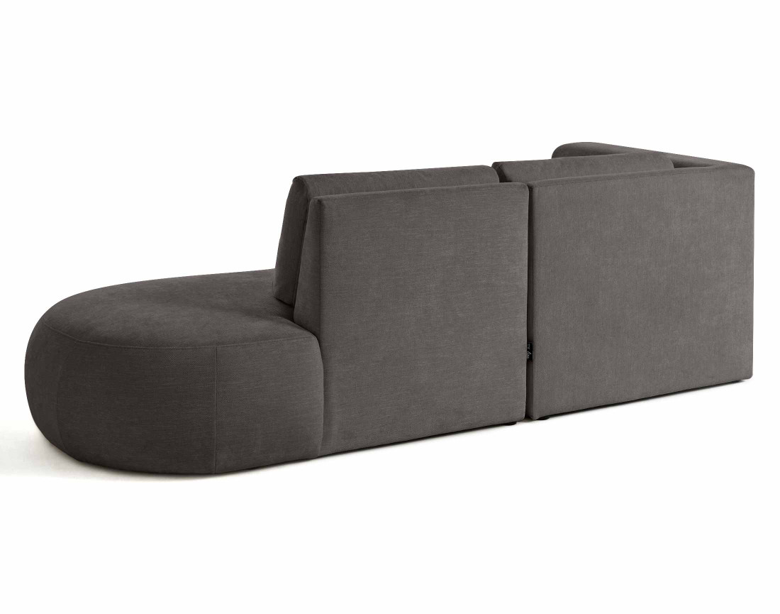 Canapé modulable d'angle gauche 4 places avec pouf en tissu texturé Santorini Canapé modulable d'angle gauche 4 places avec pouf en tissu texturé Santorini