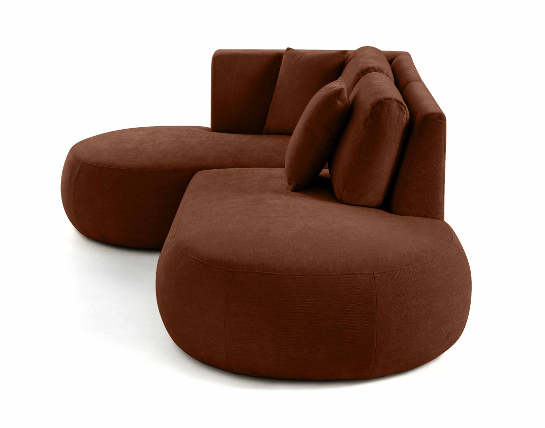 Canapé modulable d'angle gauche 4 places avec pouf en tissu texturé Santorini