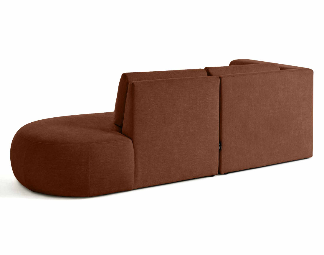 Canapé modulable d'angle gauche 4 places avec pouf en tissu texturé Santorini