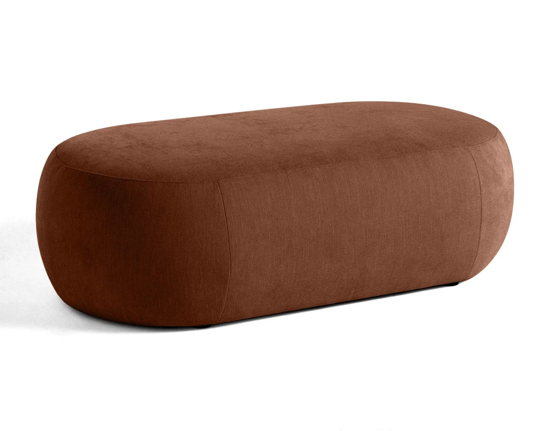 Canapé modulable d'angle gauche 4 places avec pouf en tissu texturé Santorini