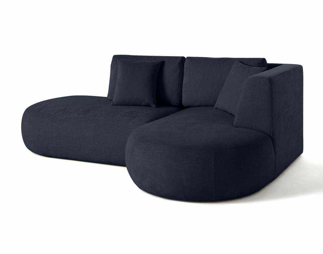 Canapé modulable d'angle droit avec pouf 4 places en tissu texturé Santorini