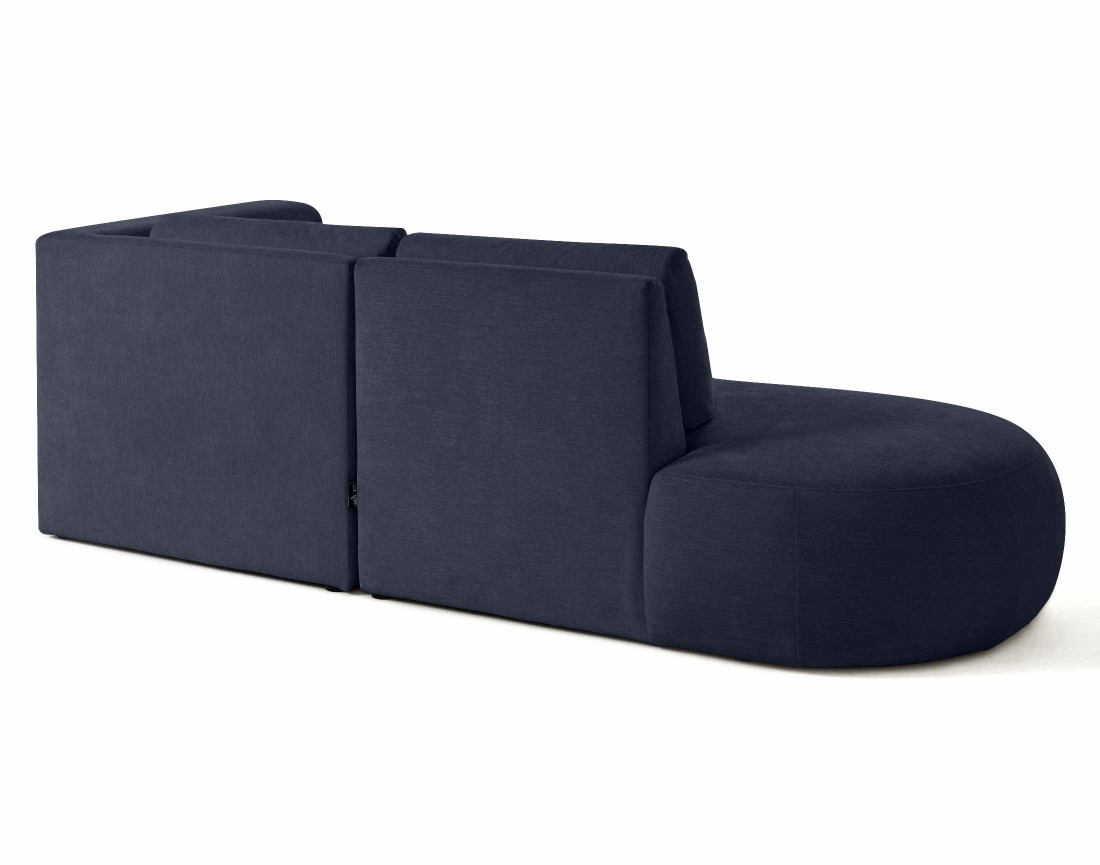 Canapé modulable d'angle droit avec pouf 4 places en tissu texturé Santorini