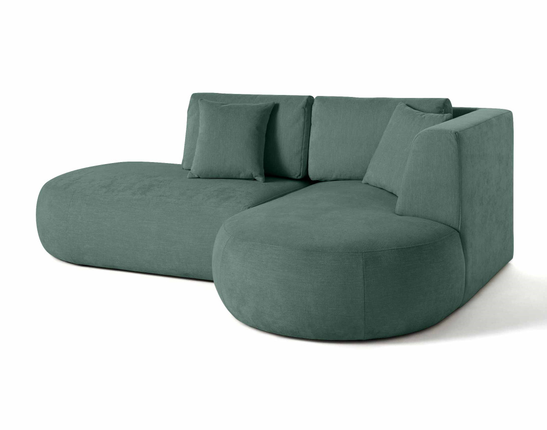 Canapé modulable d'angle droit avec pouf 4 places en tissu texturé Santorini