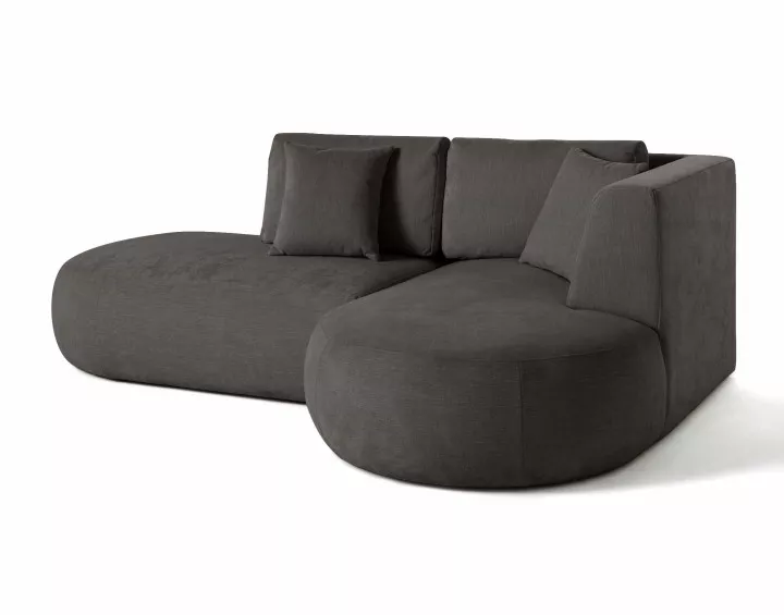 Canapé modulable d'angle droit avec pouf 4 places en tissu texturé Santorini