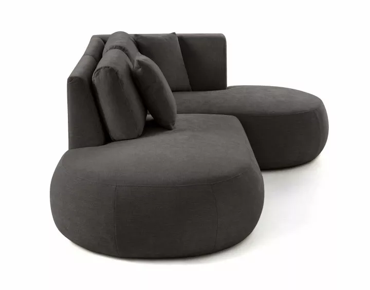 Canapé modulable d'angle droit avec pouf 4 places en tissu texturé Santorini