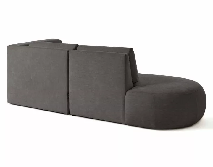 Canapé modulable d'angle droit avec pouf 4 places en tissu texturé Santorini