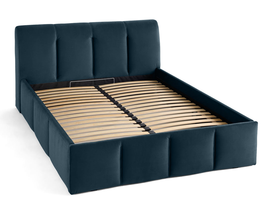 Lit coffre 140x190 cm en velours sommier inclus Elysia