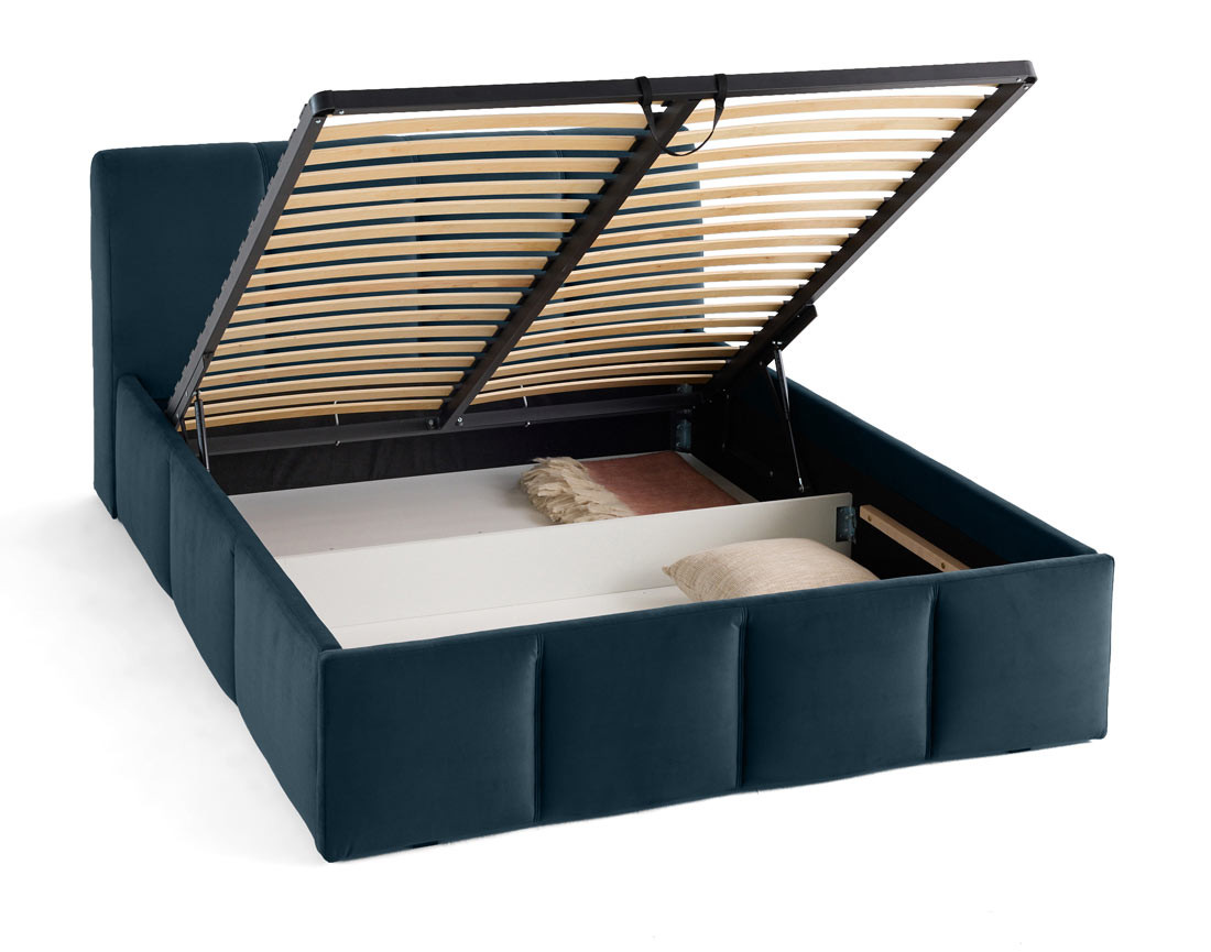 Lit coffre 140x190 cm en velours sommier inclus Elysia