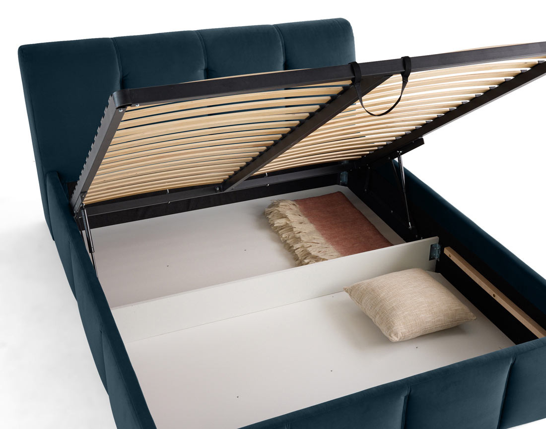 Lit coffre 140x190 cm en velours sommier inclus Elysia