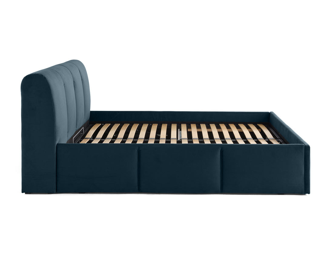 Lit coffre 140x190 cm en velours sommier inclus Elysia
