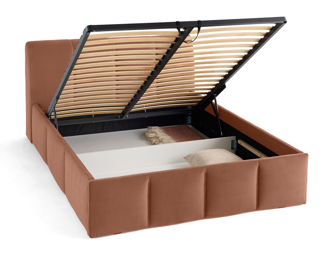 Lit coffre 140x190 cm en velours sommier inclus Elysia