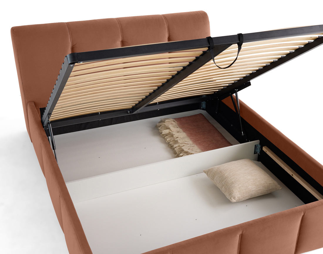 Lit coffre 140x190 cm en velours sommier inclus Elysia