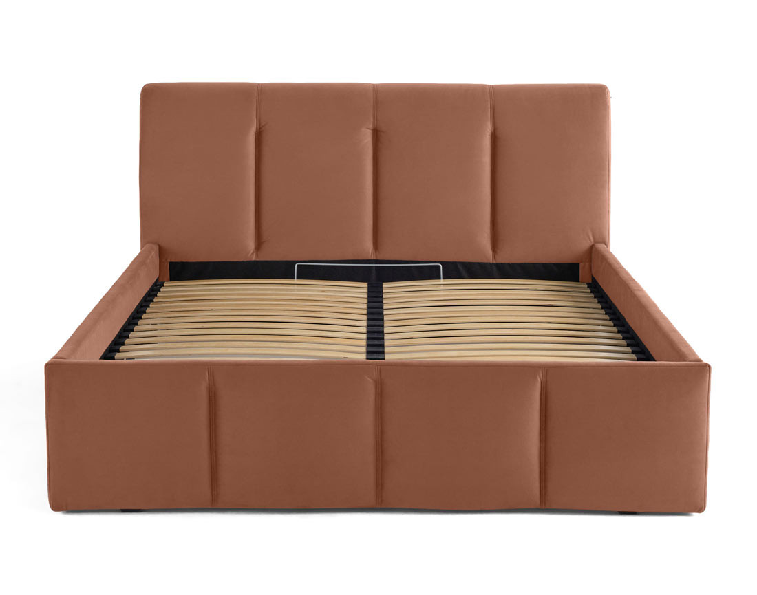 Lit coffre 140x190 cm en velours sommier inclus Elysia