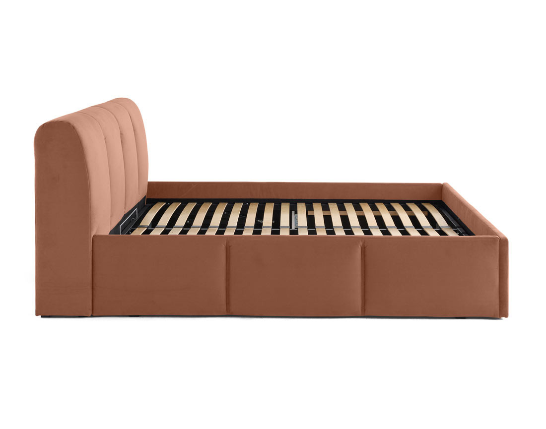 Lit coffre 140x190 cm en velours sommier inclus Elysia