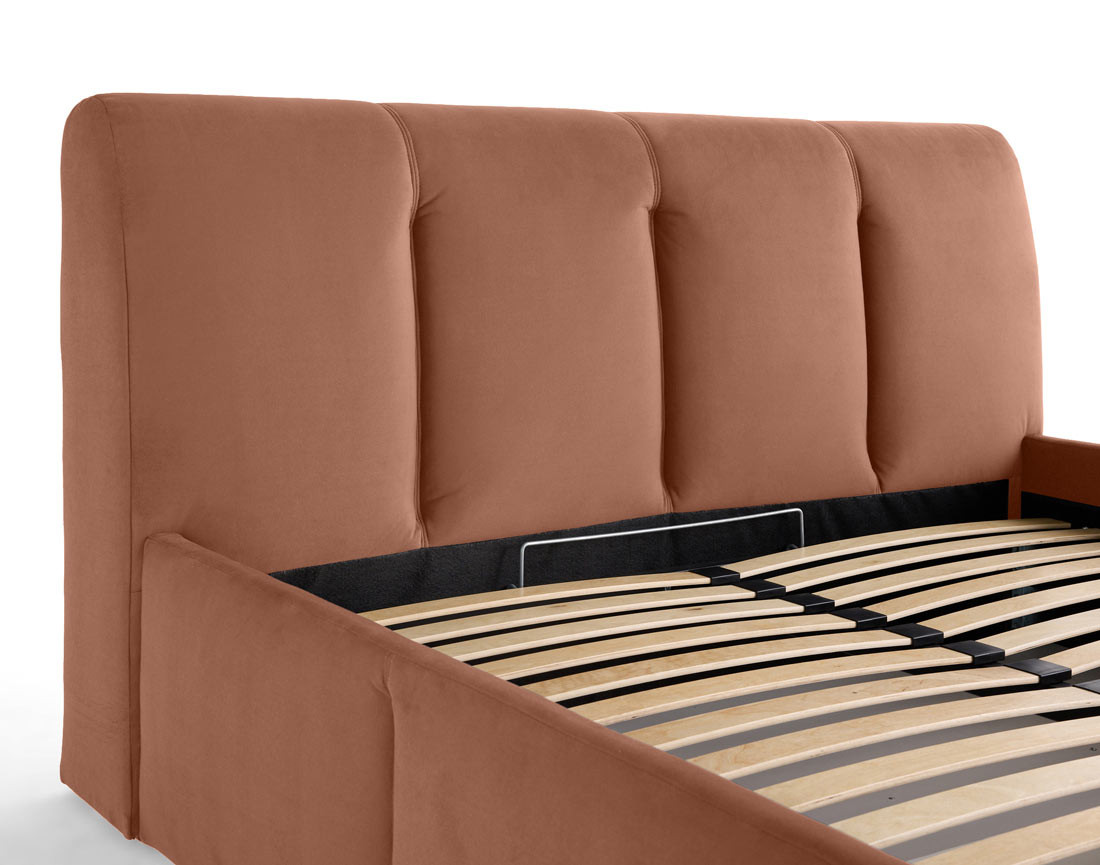 Lit coffre 140x190 cm en velours sommier inclus Elysia