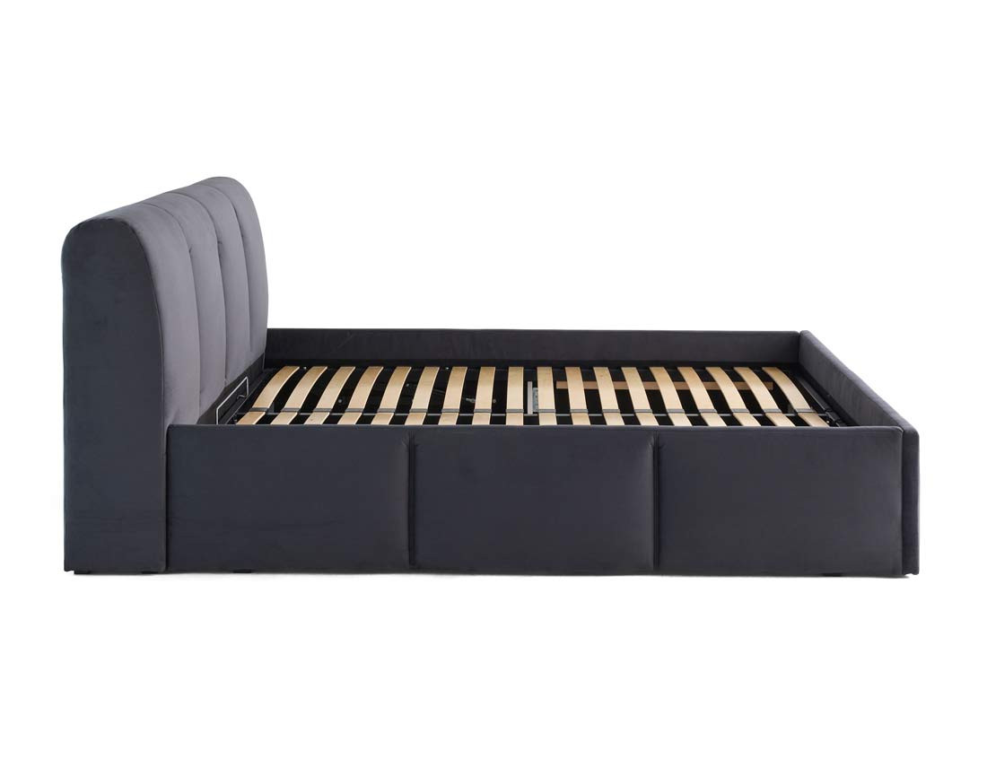 Lit coffre 140x190 cm en velours sommier inclus Elysia