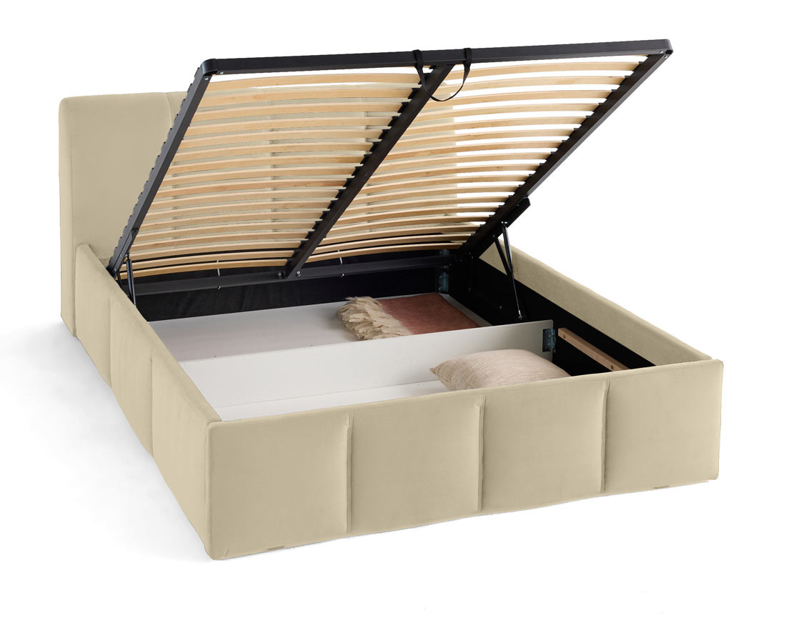 Lit coffre 140x190 cm en velours sommier inclus Elysia