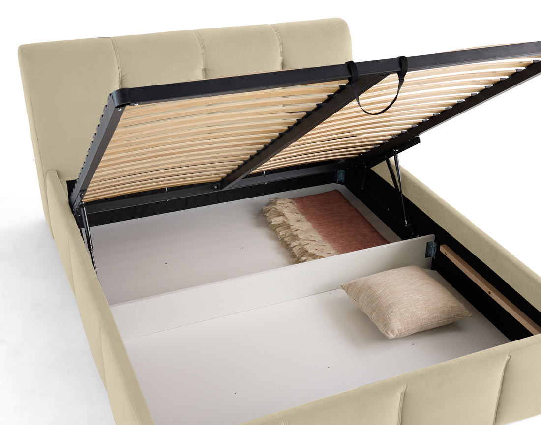 Lit coffre 140x190 cm en velours sommier inclus Elysia