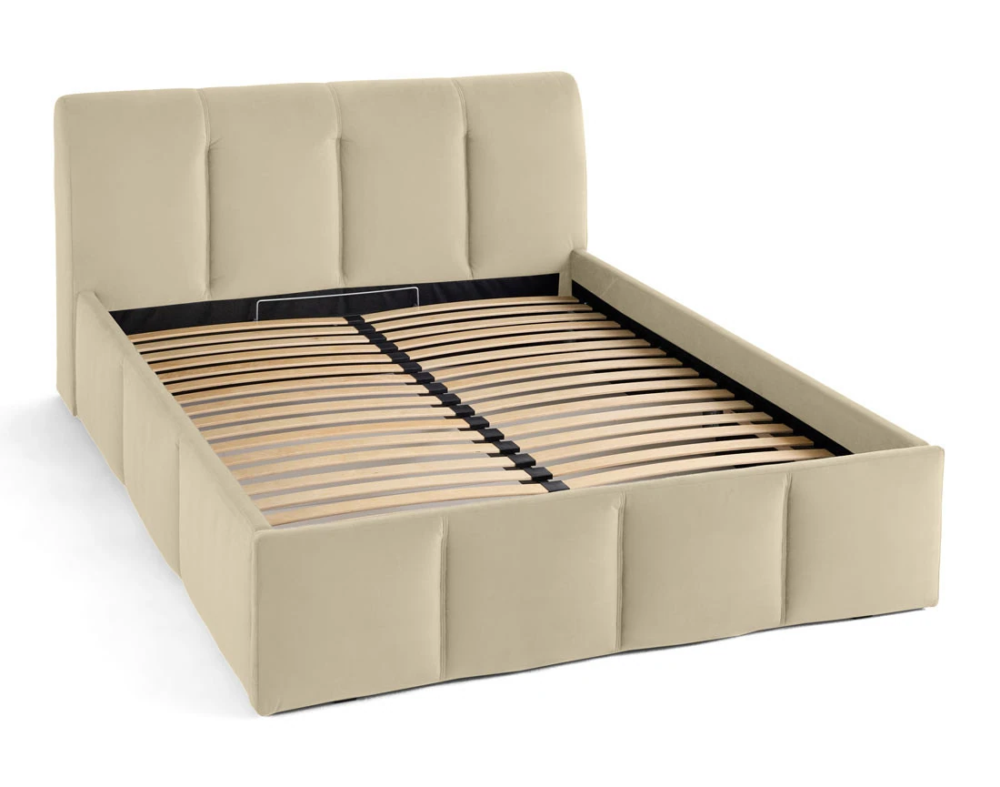 Lit coffre 140x190 cm en velours sommier inclus Elysia