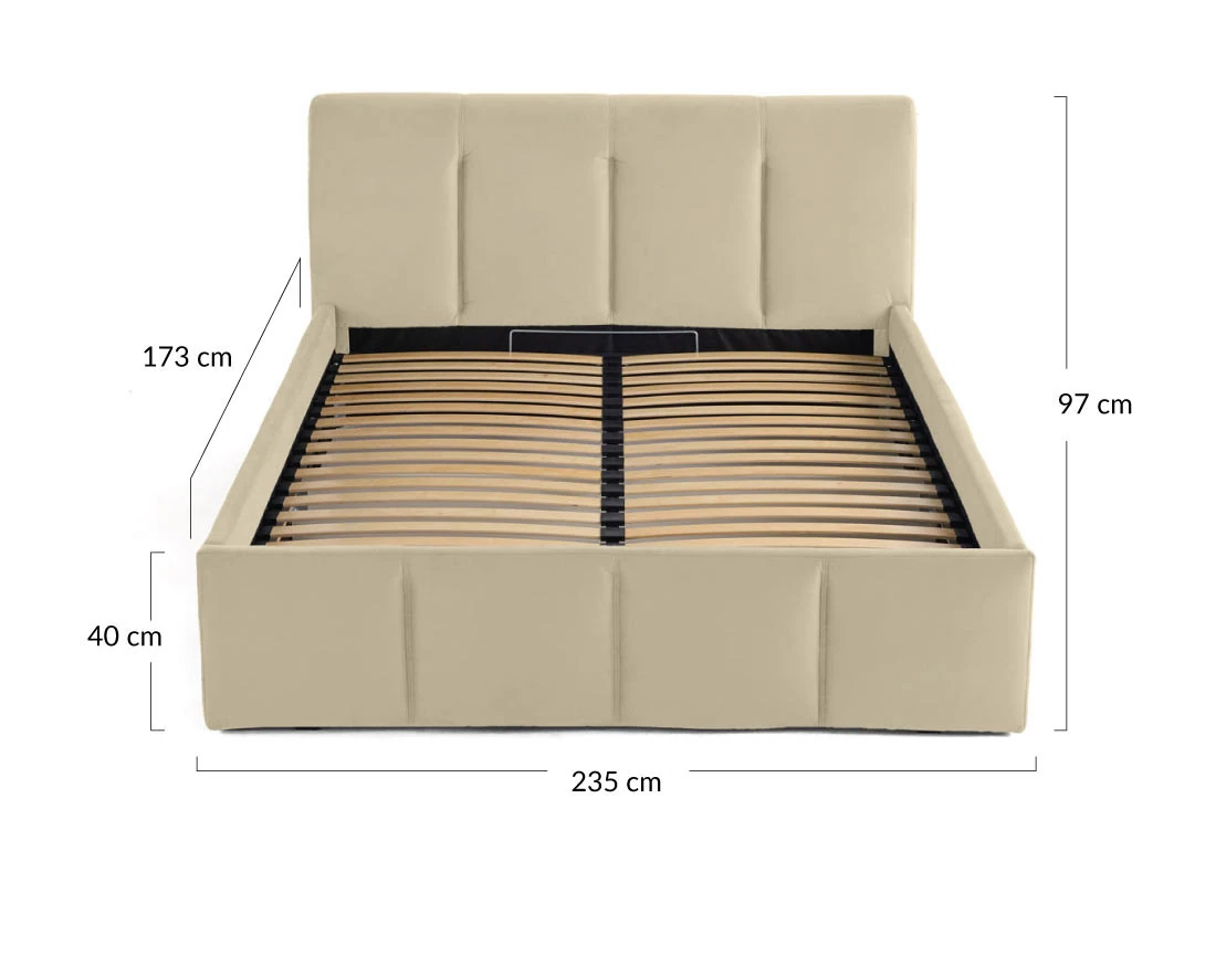 Lit coffre 140x190 cm en velours sommier inclus Elysia
