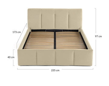 Lit coffre 140x190 cm en velours sommier inclus Elysia