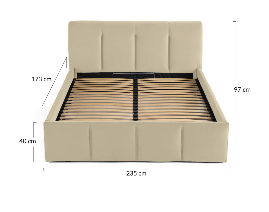 Lit coffre 160x200 en velours sommier inclus Elysia