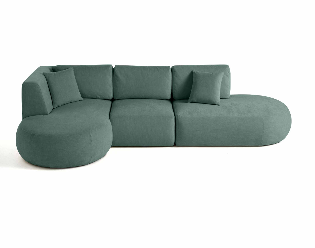Canapé modulable d'angle gauche 5 places en tissu texturé Santorini