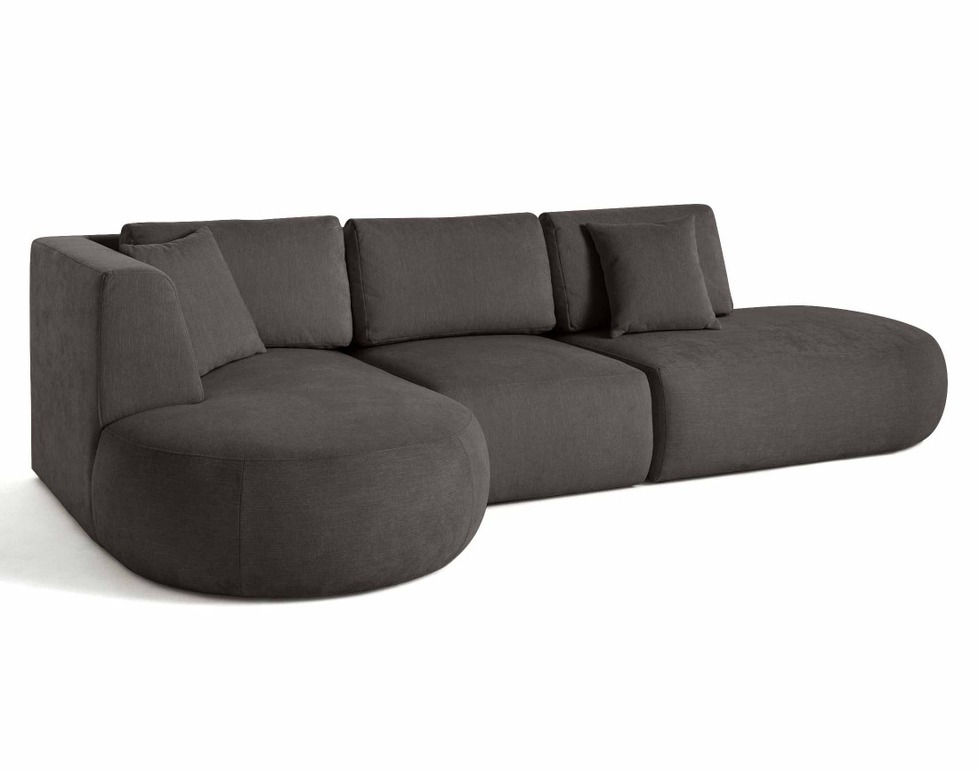 Canapé modulable d'angle gauche 5 places en tissu texturé Santorini Canapé modulable d'angle gauche 5 places en tissu texturé Santorini