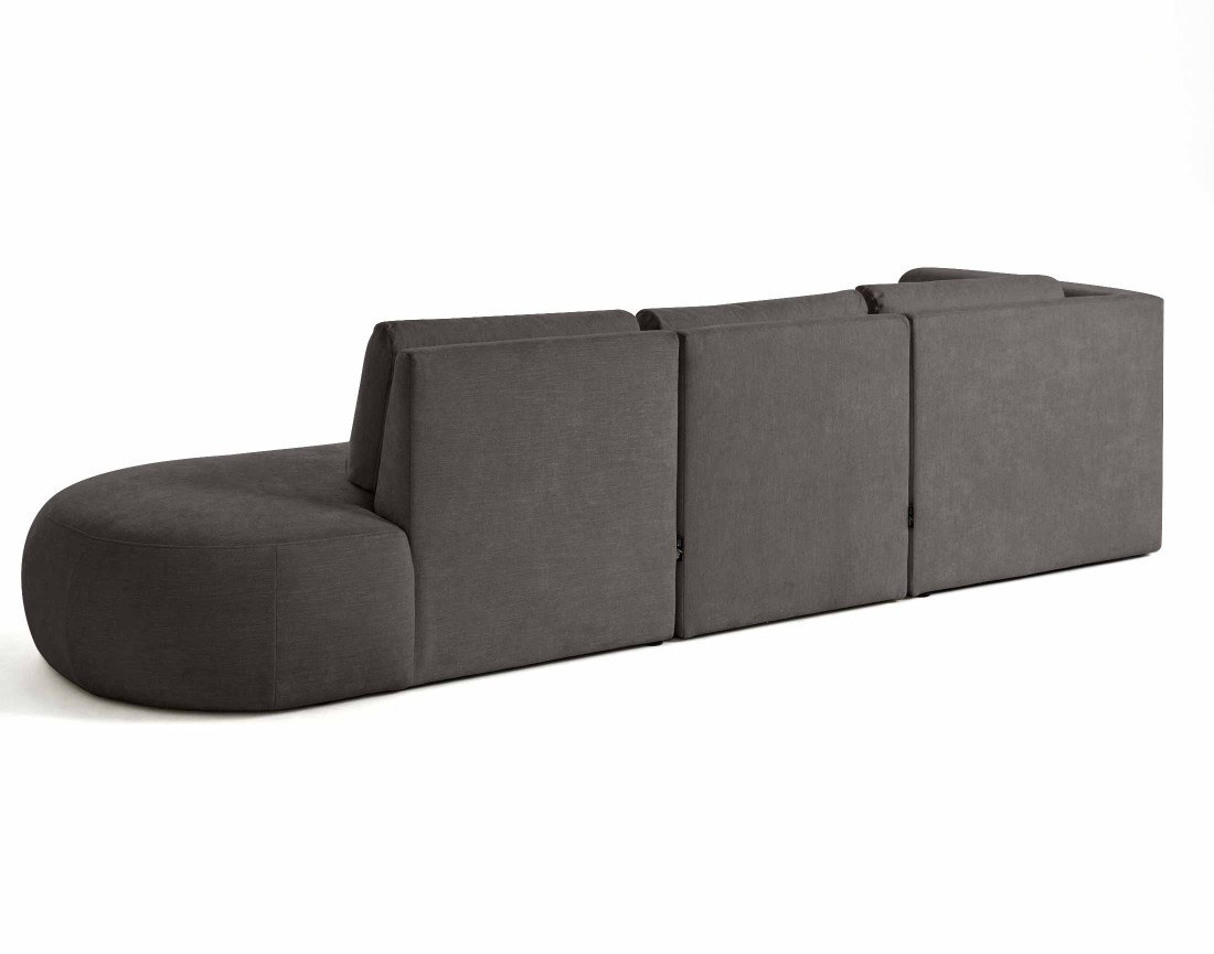 Canapé modulable d'angle gauche 5 places en tissu texturé Santorini Canapé modulable d'angle gauche 5 places en tissu texturé Santorini