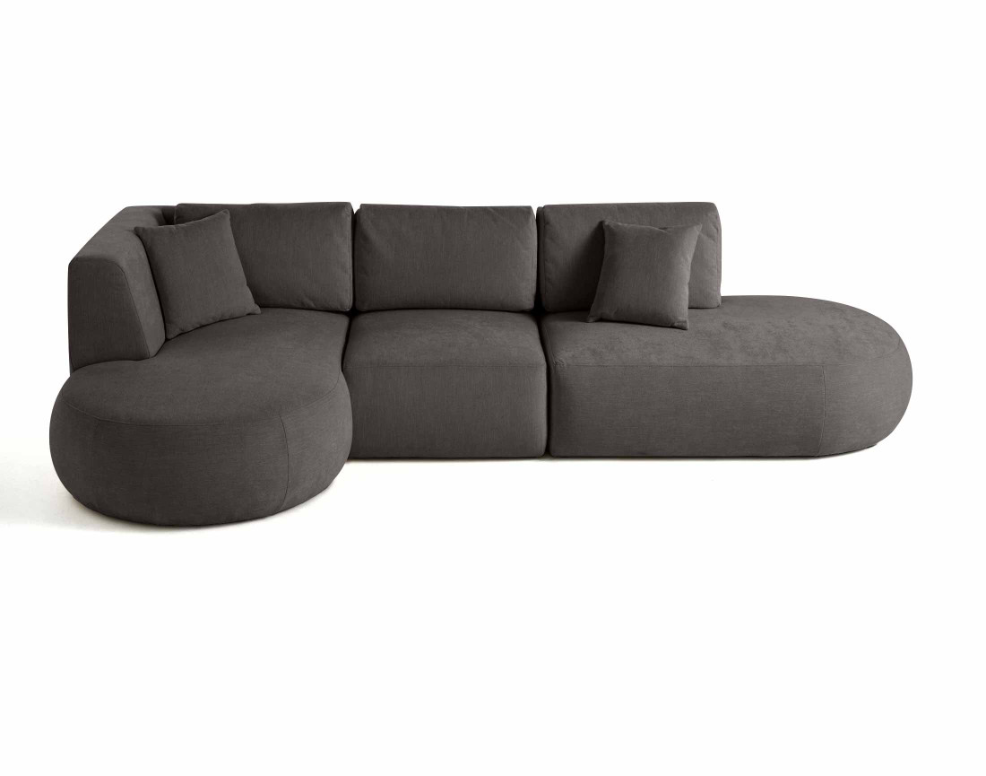Canapé modulable d'angle gauche 5 places en tissu texturé Santorini Canapé modulable d'angle gauche 5 places en tissu texturé Santorini