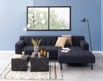 Lot de 2 tables basses effet marbre noir 58 et 50 cm Pueblo