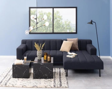 Lot de 2 tables basses effet marbre noir 58 et 50 cm Pueblo