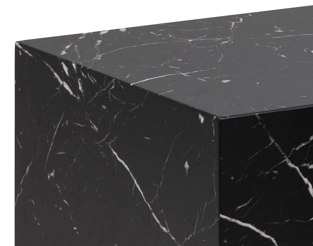 Lot de 2 tables basses effet marbre noir 58 et 50 cm Pueblo