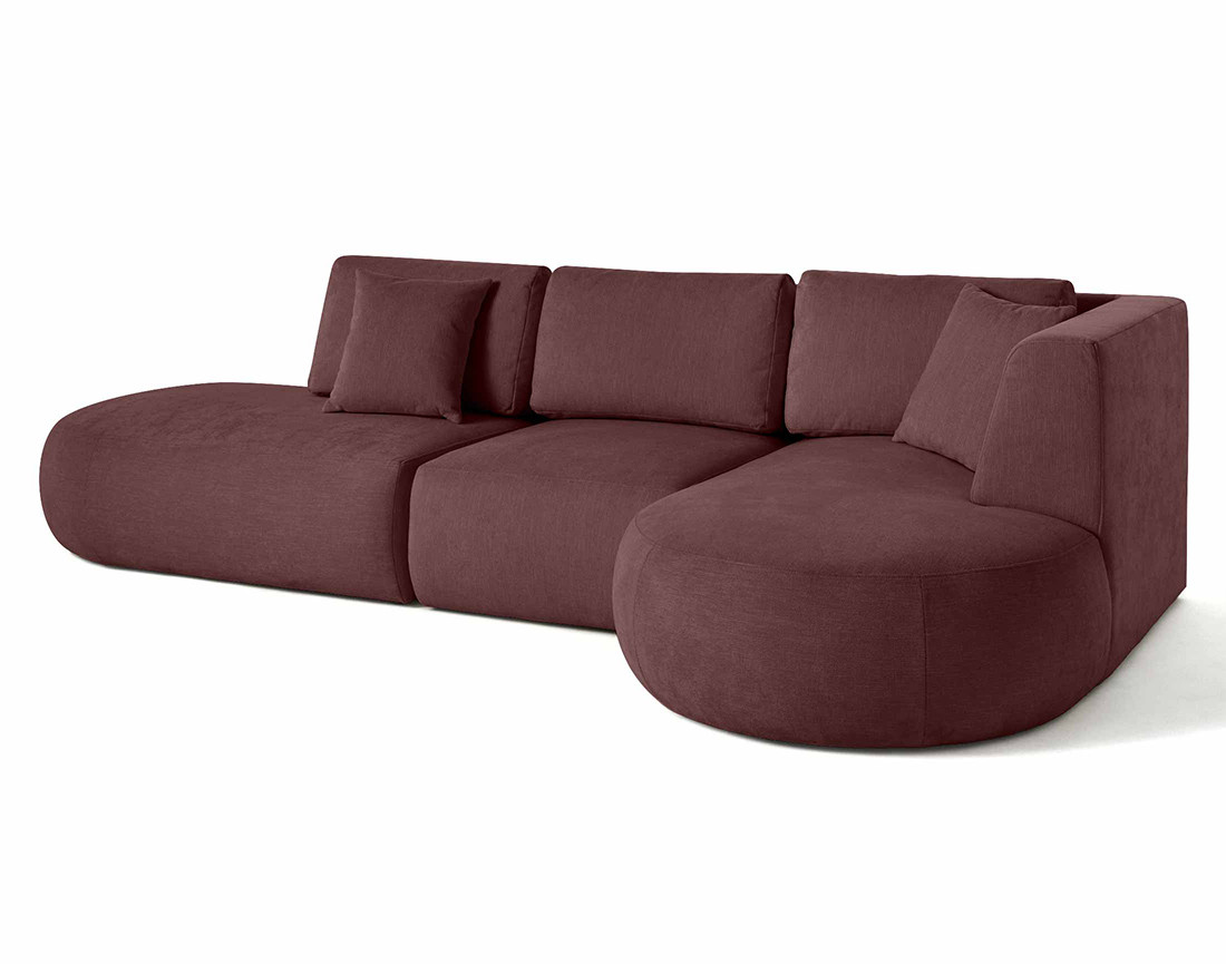 Canapé modulable d'angle droit 5 places en tissu texturé Santorini