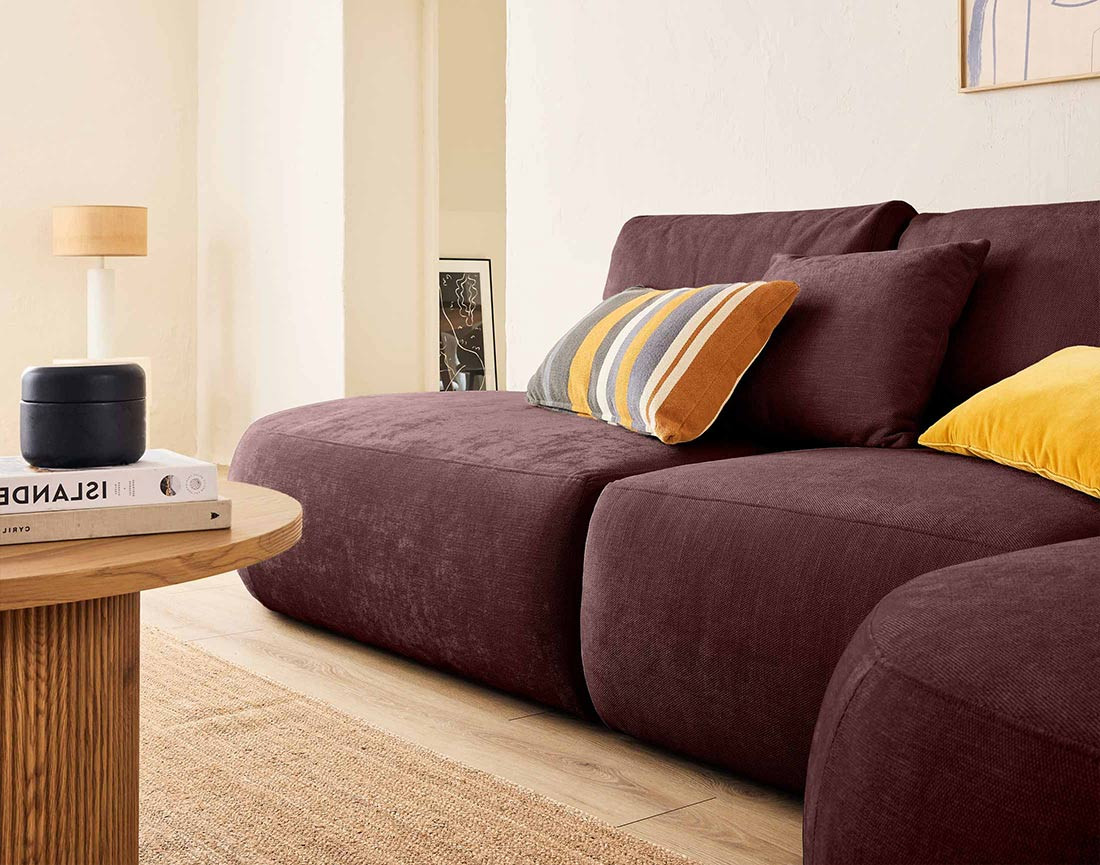 Canapé modulable d'angle droit 5 places en tissu texturé Santorini