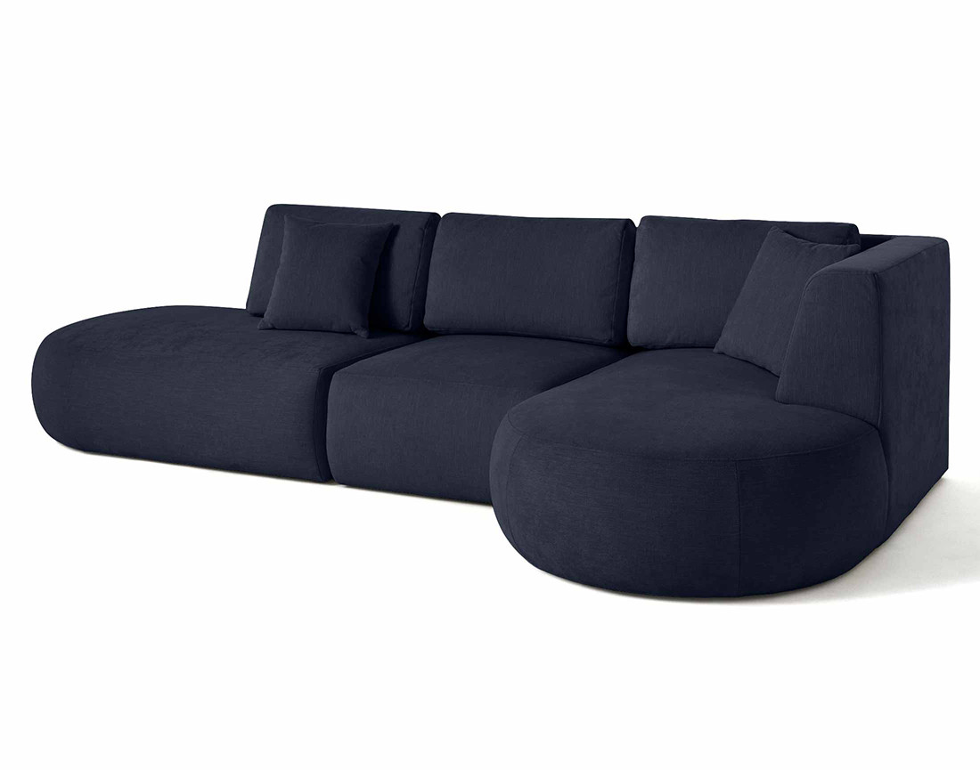 Canapé modulable d'angle droit 5 places en tissu texturé Santorini