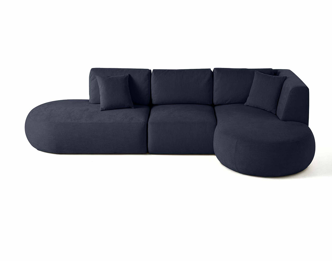 Canapé modulable d'angle droit 5 places en tissu texturé Santorini