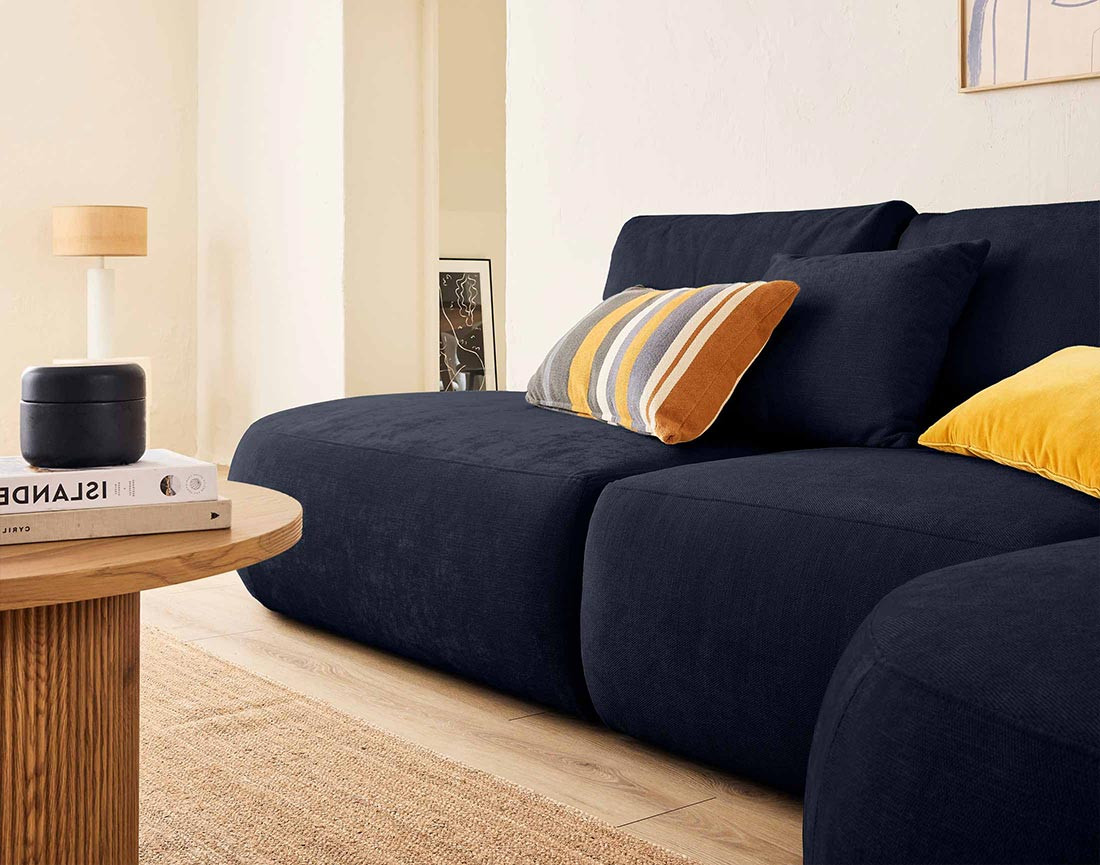 Canapé modulable d'angle droit 5 places en tissu texturé Santorini