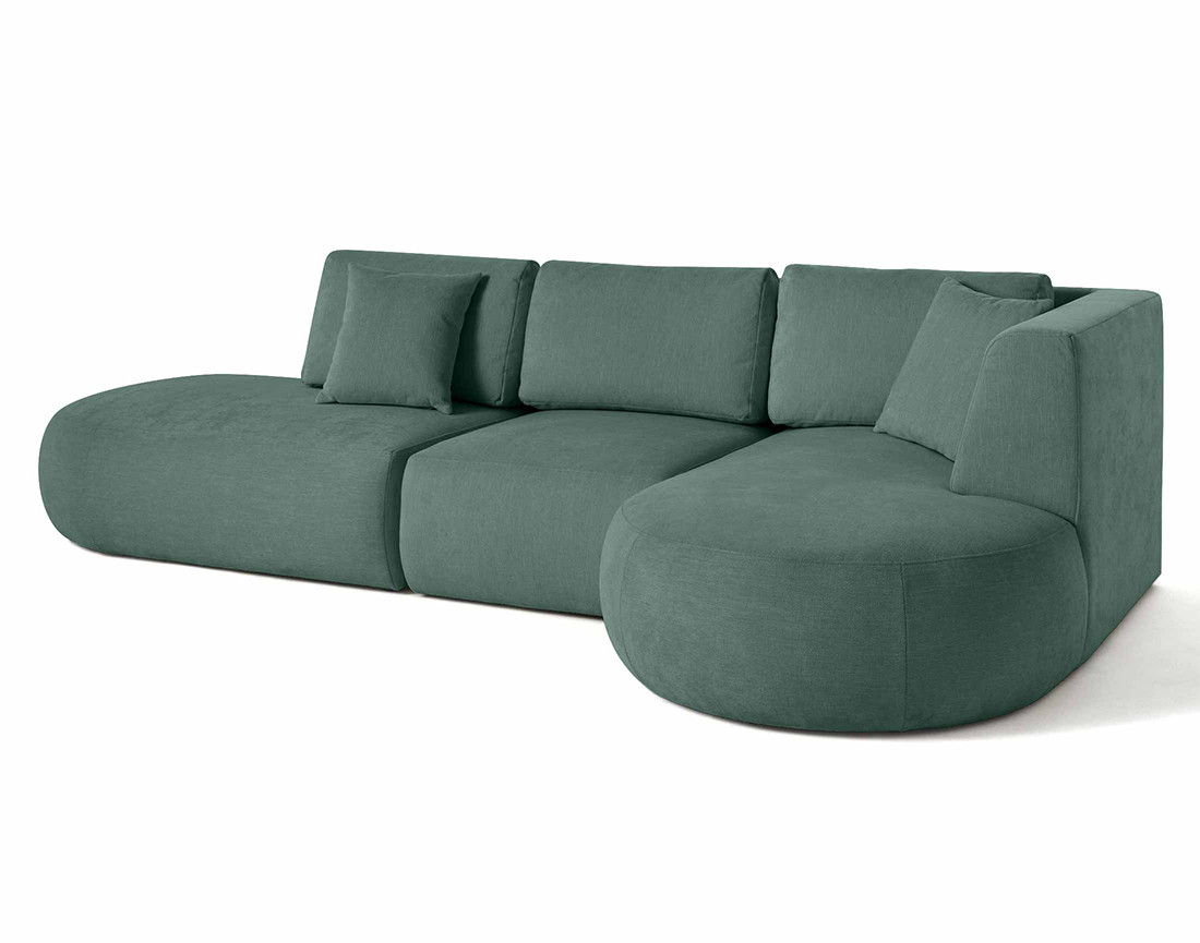 Canapé modulable d'angle droit 5 places en tissu texturé Santorini