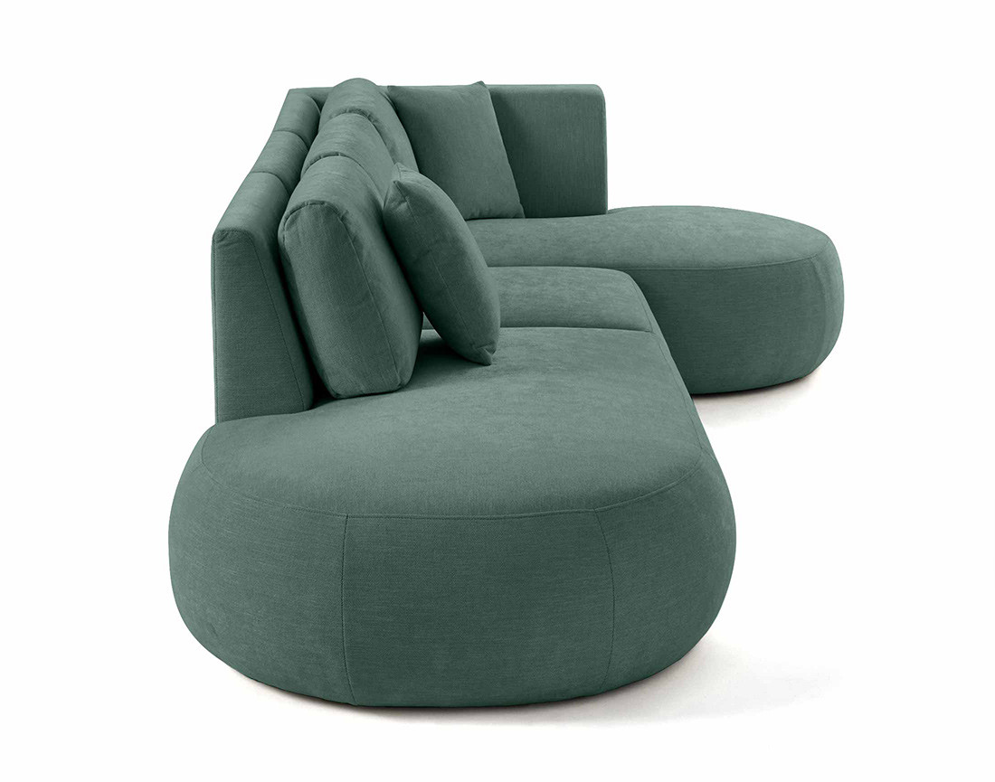 Canapé modulable d'angle droit 5 places en tissu texturé Santorini