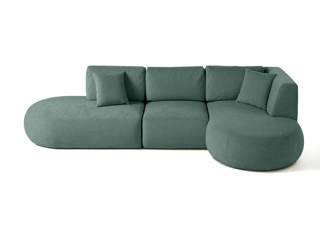 Canapé modulable d'angle droit 5 places en tissu texturé Santorini