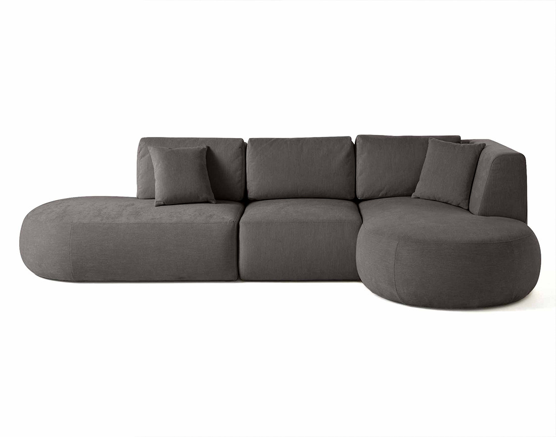 Canapé modulable d'angle droit 5 places en tissu texturé Santorini