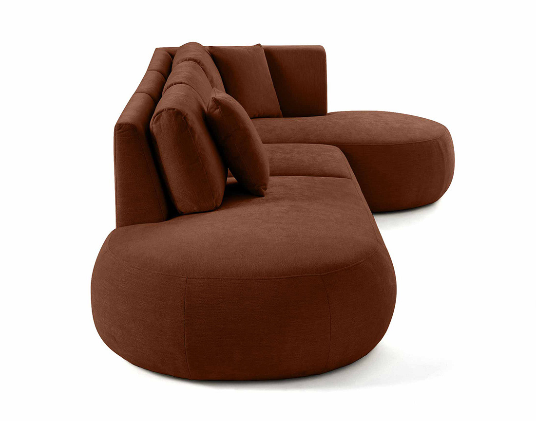 Canapé modulable d'angle droit 5 places en tissu texturé Santorini