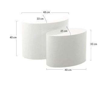 Lot de 2 tables basses blanc 48 et 40 cm Aeryn