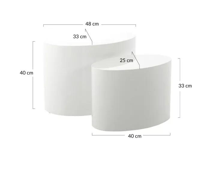 Lot de 2 tables basses blanc 48 et 40 cm Aeryn