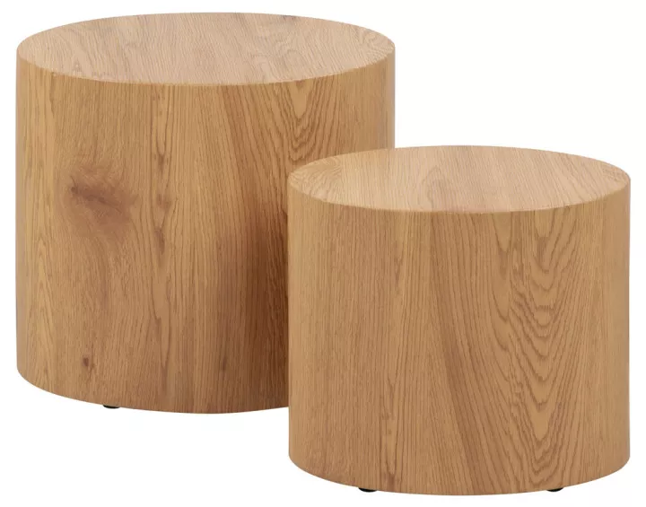 Lot de 2 tables basses chêne naturel 48 et 40 cm Aeryn